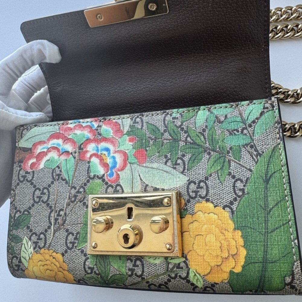 Gucci Padlock Shoulder Bag Tian Print GG Coated Canvas Small - Picture 11 of 16
